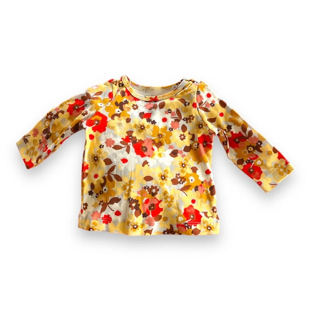 Carter's Baby Girl Retro Floral Long Sleeve Cotton Top Autumn Blooms 3M